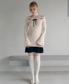 アンドマリー Lona ribbon mini dressベージュ - メルカリ