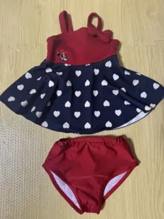 90センチ　ミニーちゃん　ハート柄フリル水着