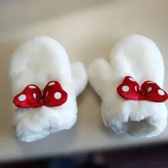 ミニーマウス風リボン付き手袋