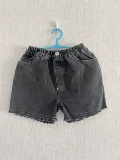 ダークグレー フリンジ裾 ショートパンツ 100cm 女児