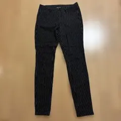 UNIQLO 白ストライプ スキニーパンツ L ブラック