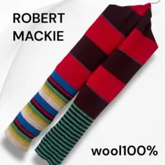 ロバートマッキー カラフル ボーダー マフラー wool100% スコットランド