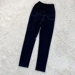 ユニクロ デニムパンツ マタニティパンツ 無地 ネイビー M スキニー 3556