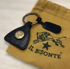 IL BISONTE　黒レザー　キーホルダー　保存袋付