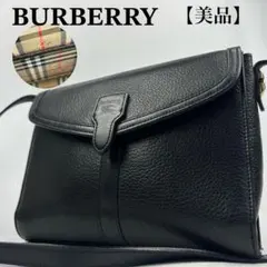 【美品】バーバリー　ショルダーバッグ レザー　フラップ　ノバチェック　ロゴ　黒