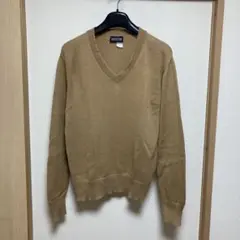 90s LANDS END ベージュ Vネック ニットセーター M ランズエンドのサムネイル