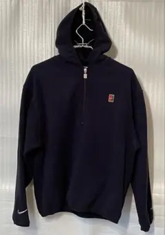 90s OLD Nike ナイキ フリース ハーフジップ パーカー 短丈 濃紺