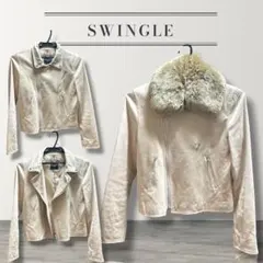 SWINGLE ベージュ ライダースジャケット