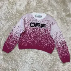 オフホワイト OFFロゴグラデーションクロップドニットセーター 42