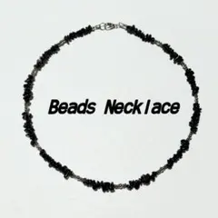 【約41cm】ビーズ ネックレス beads　Necklace　黒 Black