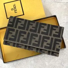 人気✨FENDI ズッカ 長財布 キャンバス ブラウン ブラウン FFロゴ