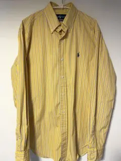 美品　ラルフローレン ストライプシャツ ブレイク ポニー刺繍 XL 黄色