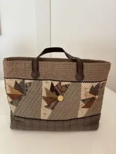 パッチワークトートバッグ ブラウン系