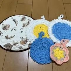 ハンドメイド 鍋敷き ・アクリルタワシセットのサムネイル