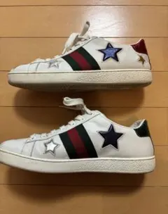 箱、保存袋付き★GUCCI グッチ　ACEシェリーラインスターレザースニーカーのサムネイル