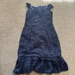 ネイビー レース パーティードレス