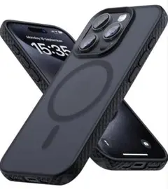 iPhone 15 Pro ケース エアバッグ保護 マグネット ブラック