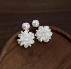 フラワーモチーフ ピアス パール 結婚式 パーティー フォーマル 花