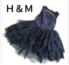 キッズ フォーマルドレス ネイビー スパンコール チュール　H＆Mのサムネイル
