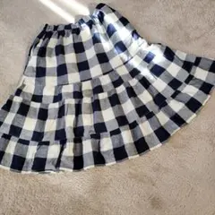 美品　ユニクロ　150 ブロックチェック　ティアードスカート