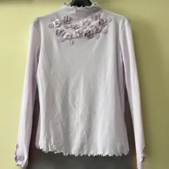 ベルパーチ♡薄紫色♪お花モチーフ＆キラキラビジューのチュールレース☆ハイネックのサムネイル