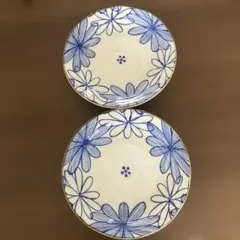 美濃焼 藍色花柄 皿 2枚セットのサムネイル