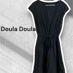 Doula Doula ブラックノースリーブワンピース ウエストゴム ゆったり