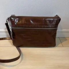 ニコアンド Niko and… ブラウン クロコダイル風ショルダーバッグ