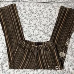 vintage ブーツカットベロアパンツ 花柄刺繍　フランス古着 y2k 個性的