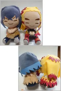 鬼滅の刃でっかいぽふっとぬいぐるみ　2個セット　煉獄杏寿郎　嘴平伊之助