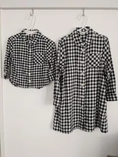 お揃い チェックシャツ 80cm チェックワンピース 120cm 無印良品 姉弟
