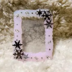 #50 ハンドメイド　硬質　トレカケース　ホイップデコ　推し活　冬　雪　パステル