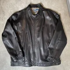 XXL 90s ラルフローレン ブラック レザー スイングトップ 千鳥格子のサムネイル