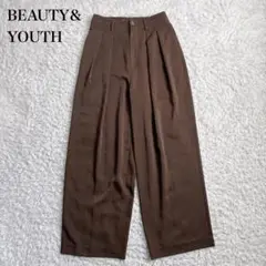 BEAUTY&YOUTH ピーチスキン 2タック ワイドパンツ ブラウン S