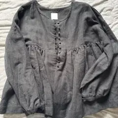 gauze# リネン混紡ブラウス ダークグレー