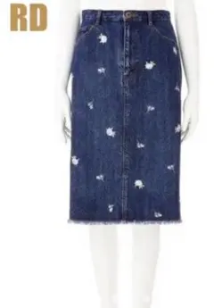 RDデニム花柄刺繍スカート