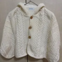 ミキハウス ケーブルニット フード付きアウター