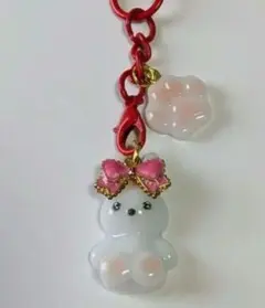 #623 キーホルダー ハンドメイド レジン うさぎ 白