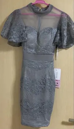 キャバドレス ミニ グレー レース tika