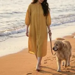 ユニクロ好きにオススメ 　ギャザーワンピース　涼しく乾きやすい！コットン100