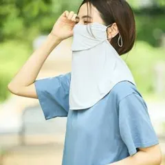 フェイスカバーマスク 日焼け UVフェイスカバー グレー 調整可 UV