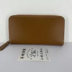 革蛸　ラウンドジップウォレット 長財布　キャメル/ホワイトステッチ　正規品のサムネイル