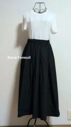 Dana Faneuil ロングフレアスカート 濃紺　綿100%のサムネイル