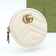【SALE】GUCCI GGマーモント　キルティング　コインケース　小銭入れ　白