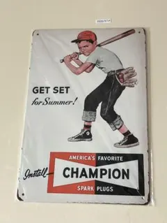 CHAMPION SPARK PLUGS ブリキ看板 インテリア 昭和レトロ