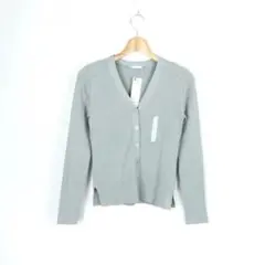 GU ワイドリブＶネックカーディガン　ブルー