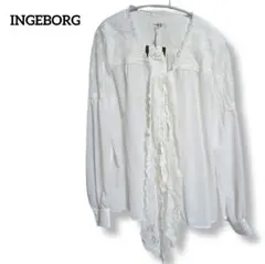 【新品】INGEBORG インゲボルグ ボウタイブラウス ホワイト 11号のサムネイル