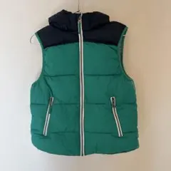 H&M フード付きダウンベスト 164cm グリーン&ネイビー