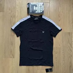【未使用品】エンポリオアルマーニ ロゴ ライン 半袖 Tシャツ ブラック S