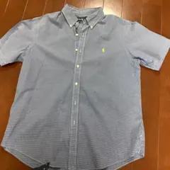 美品Ralph Lauren チェック　半袖シャツ L custom fit 青